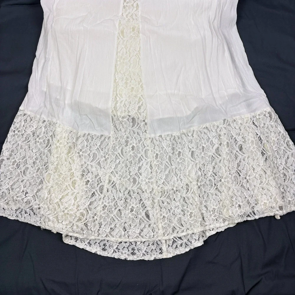 Abercrombie & Fitch White Lace Maxi Day Dress Sz L Cottage Boho Festival Wedding